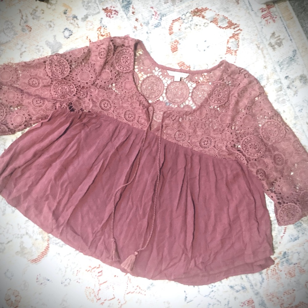 Rose Color Crocheted Top
